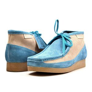 British Walkers New Castle Suede Men's Wallabee Style Boots Blue & Beige